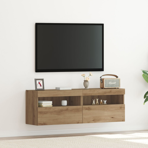 vidaXL TV Vägghylla 2 pcs artisan ek Konstruerat trä