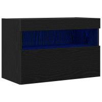 Produktbild för TV Vägghylla med LED Svart ek 60 x 30 x 40 cm Konstruerat trä