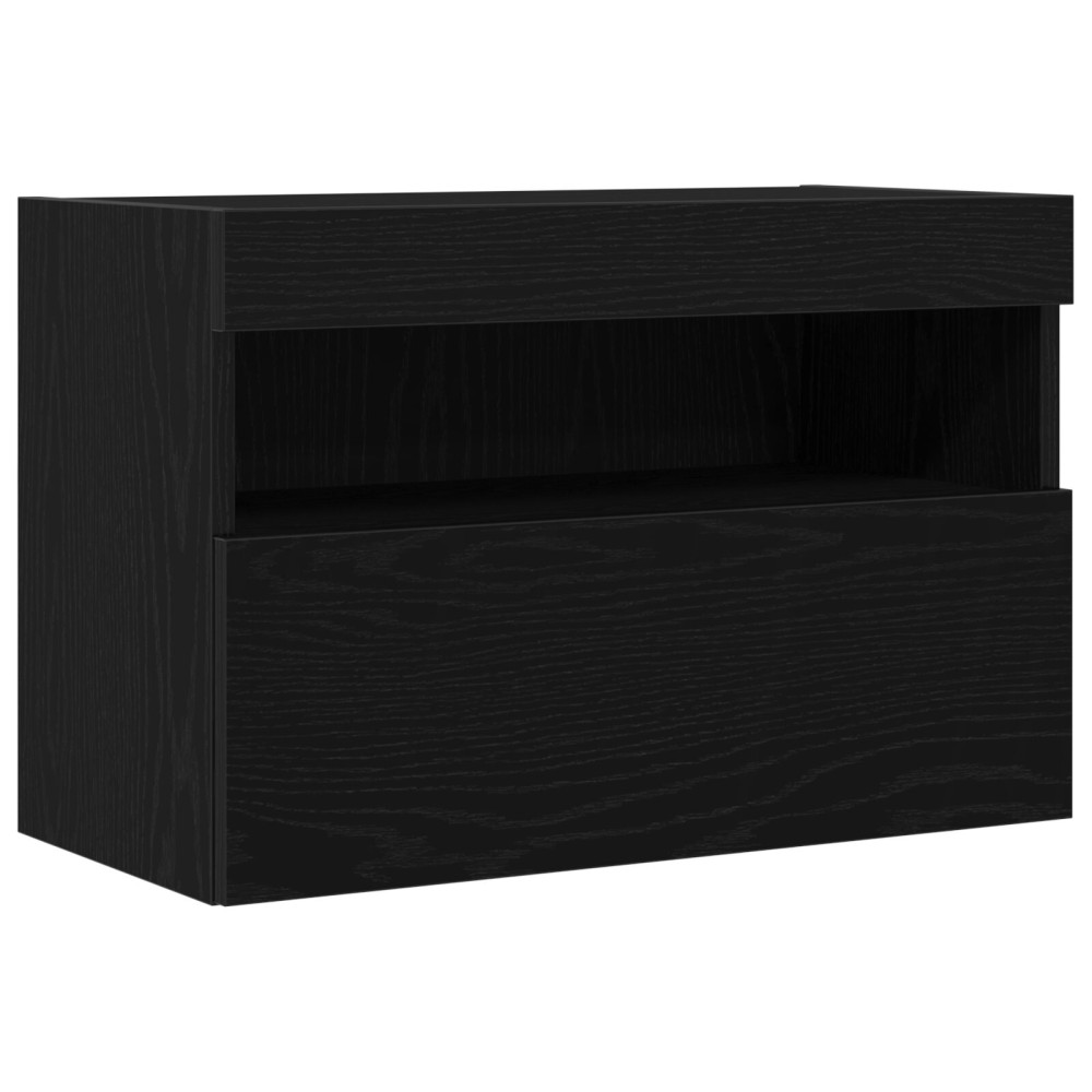Produktbild för TV Vägghylla med LED Svart ek 60 x 30 x 40 cm Konstruerat trä