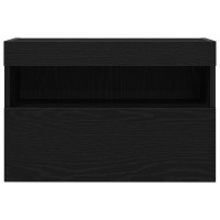 Produktbild för TV Vägghylla med LED Svart ek 60 x 30 x 40 cm Konstruerat trä