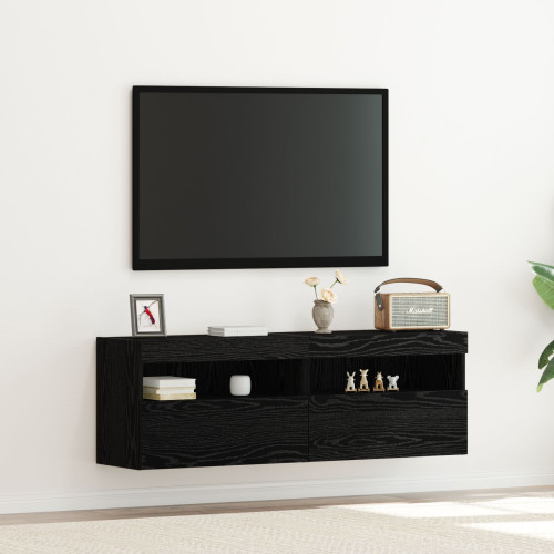 vidaXL TV Vägghylla 2 pcs Svart ek 60 x 30 x 40 cm Konstruerat trä