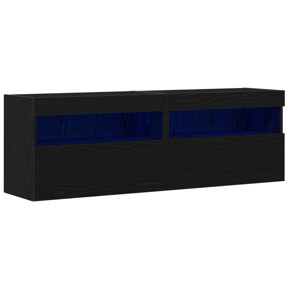 Produktbild för TV Vägghylla 2 pcs Svart ek 60 x 30 x 40 cm Konstruerat trä