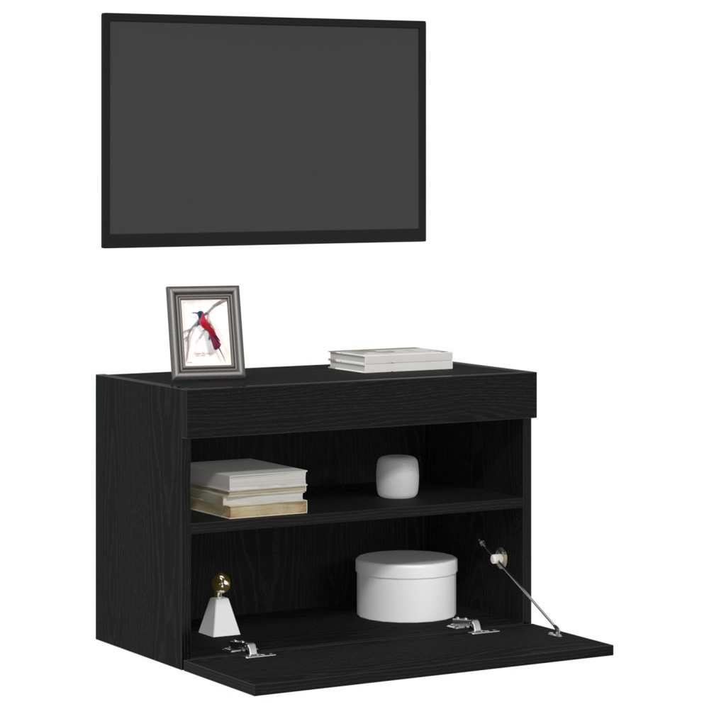Produktbild för TV Vägghylla 2 pcs Svart ek 60 x 30 x 40 cm Konstruerat trä
