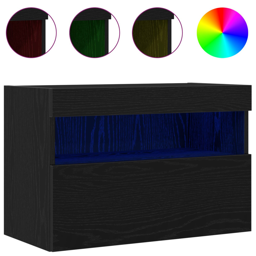 Produktbild för TV Vägghylla 2 pcs Svart ek 60 x 30 x 40 cm Konstruerat trä