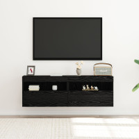 Produktbild för TV Vägghylla 2 pcs Svart ek 60 x 30 x 40 cm Konstruerat trä