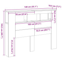 Produktbild för LED huvuddyna Svart Ek 140 x 18,5 x 103,5 cm Konstruerat trä