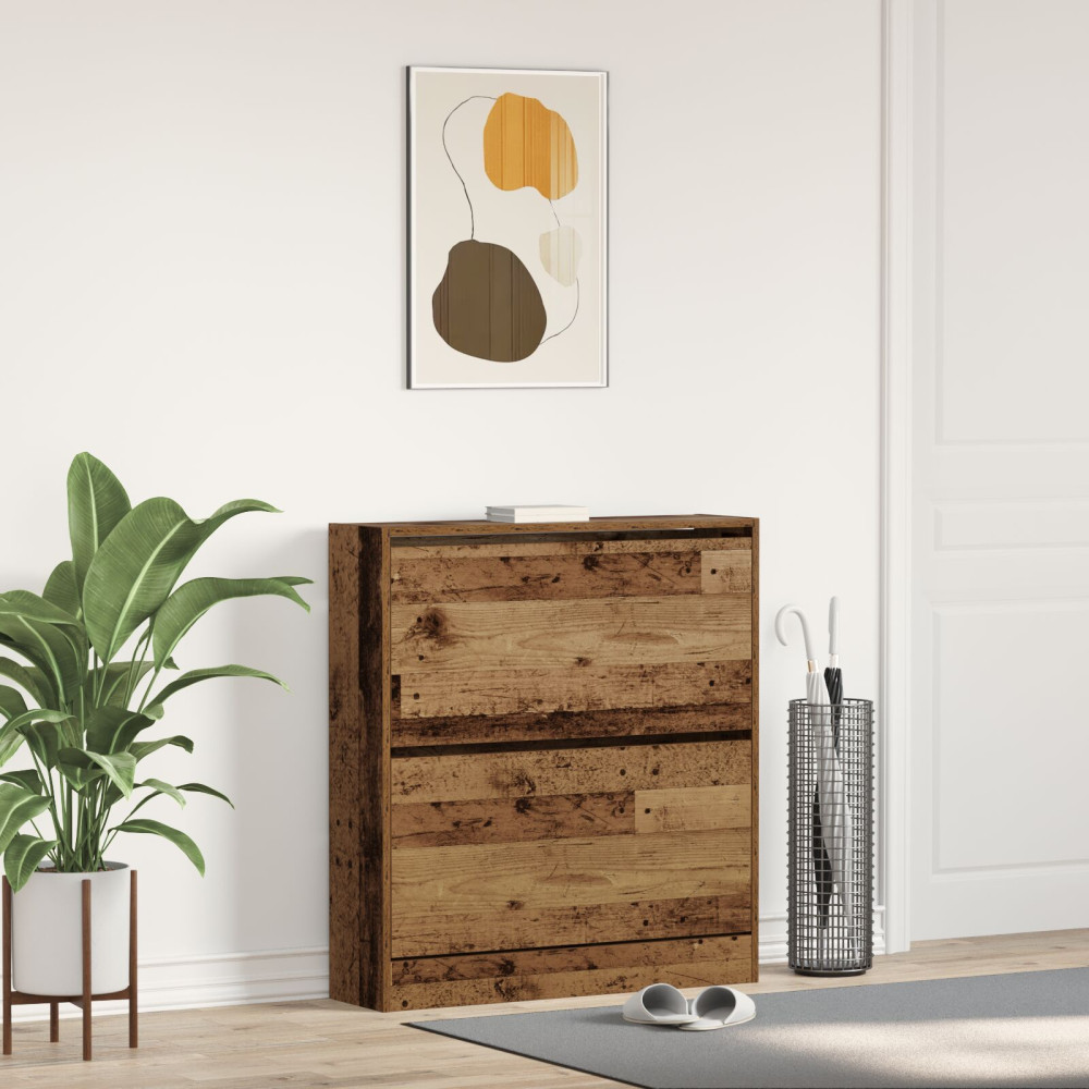Produktbild för Skoskåp med hylla Gammalt trä 80 x 21 x 87,5 cm Konstruerat trä