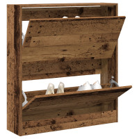 Produktbild för Skoskåp med hylla Gammalt trä 80 x 21 x 87,5 cm Konstruerat trä