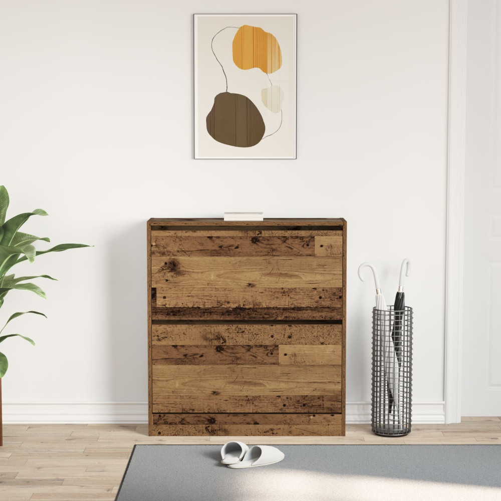Produktbild för Skoskåp med hylla Gammalt trä 80 x 21 x 87,5 cm Konstruerat trä