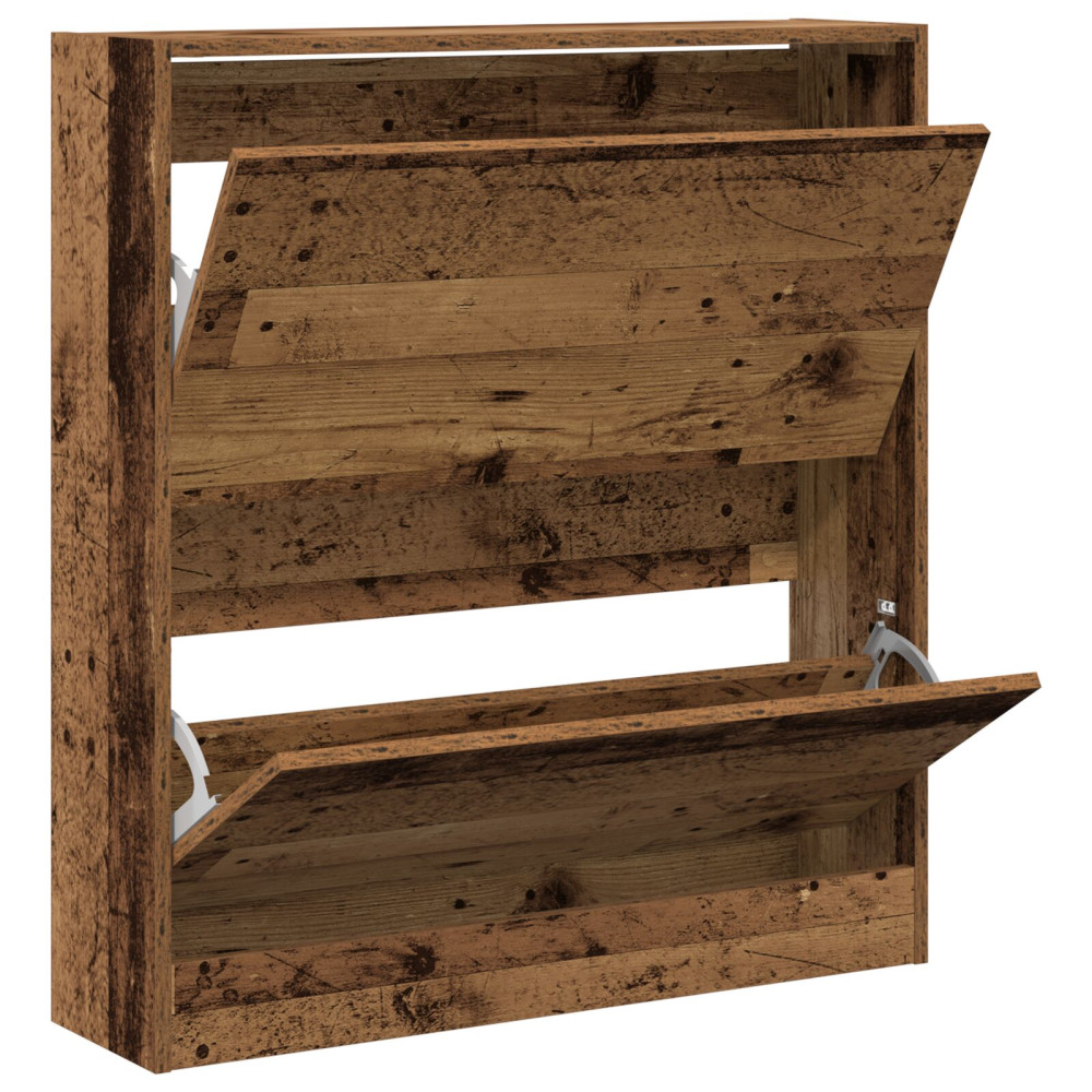 Produktbild för Skoskåp med hylla Gammalt trä 80 x 21 x 87,5 cm Konstruerat trä