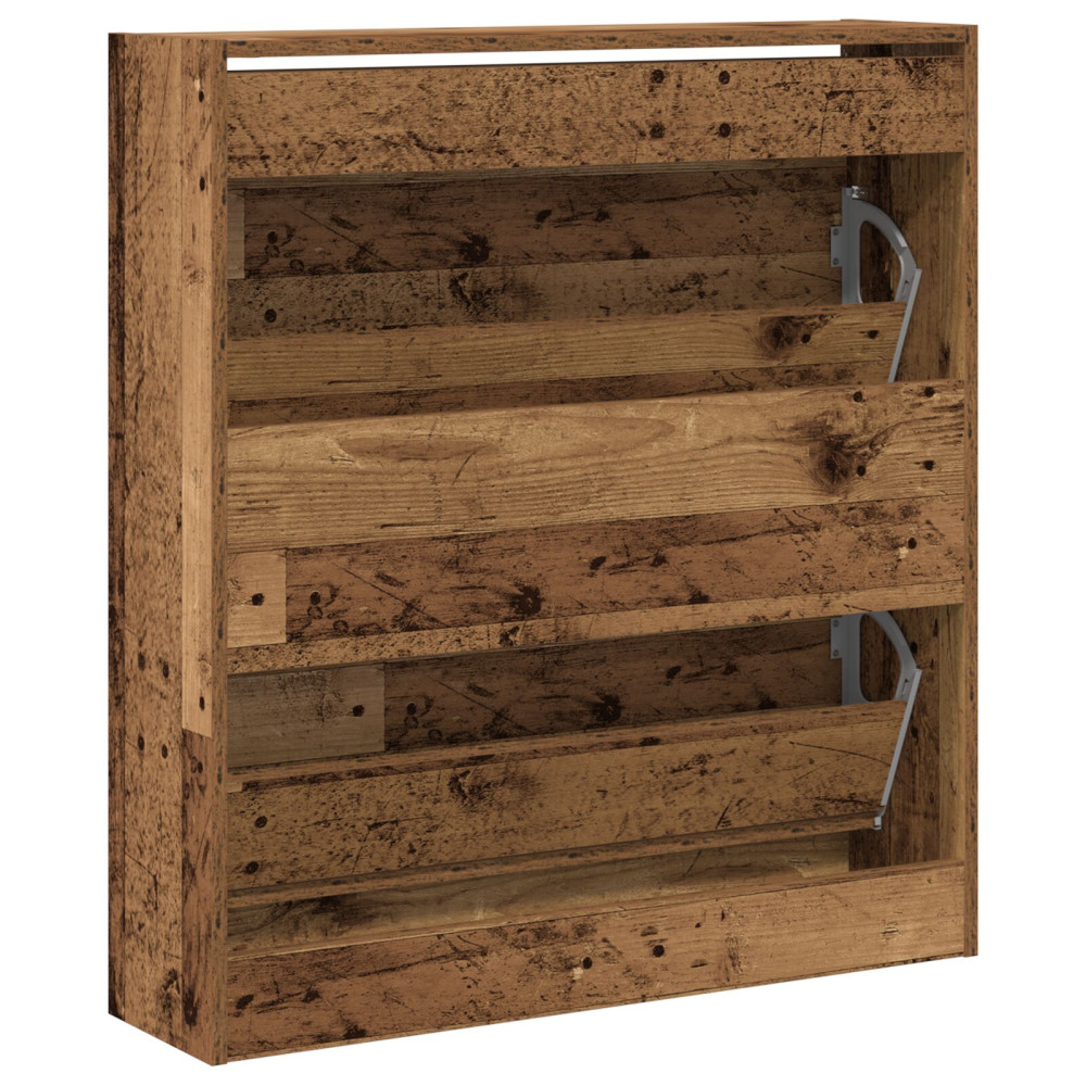 Produktbild för Skoskåp med hylla Gammalt trä 80 x 21 x 87,5 cm Konstruerat trä