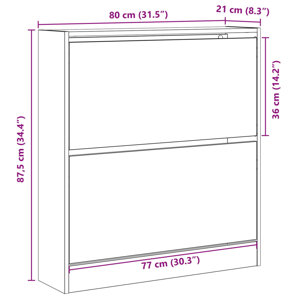 Produktbild för Skoskåp med hylla Gammalt trä 80 x 21 x 87,5 cm Konstruerat trä