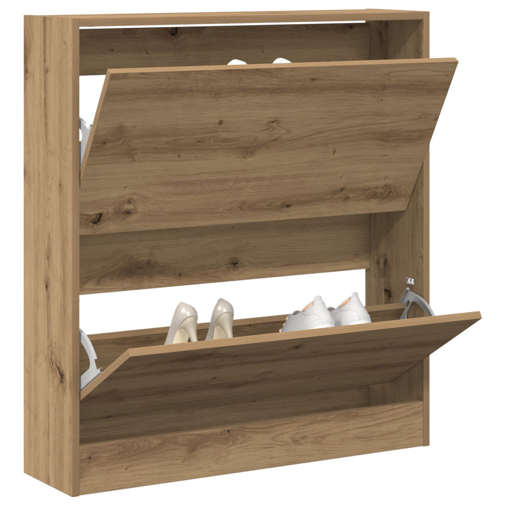 Produktbild för Skoskåp med hylla Rökt ek 80 x 21 x 87,5 cm Konstruerat trä