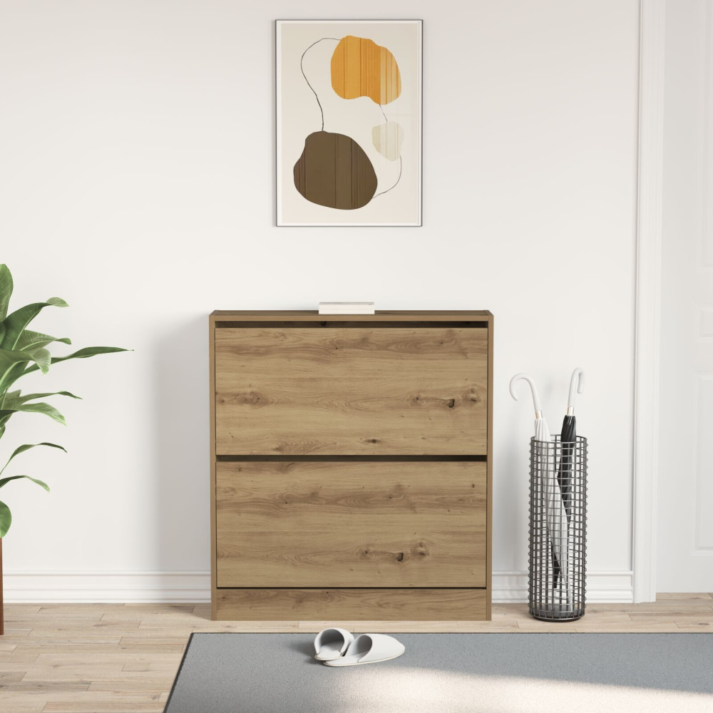 Produktbild för Skoskåp med hylla Rökt ek 80 x 21 x 87,5 cm Konstruerat trä