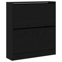 Produktbild för Skoskåp med hylla Svart Ek 80 x 21 x 87,5 cm Konstruerat trä