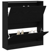 Produktbild för Skoskåp med hylla Svart Ek 80 x 21 x 87,5 cm Konstruerat trä