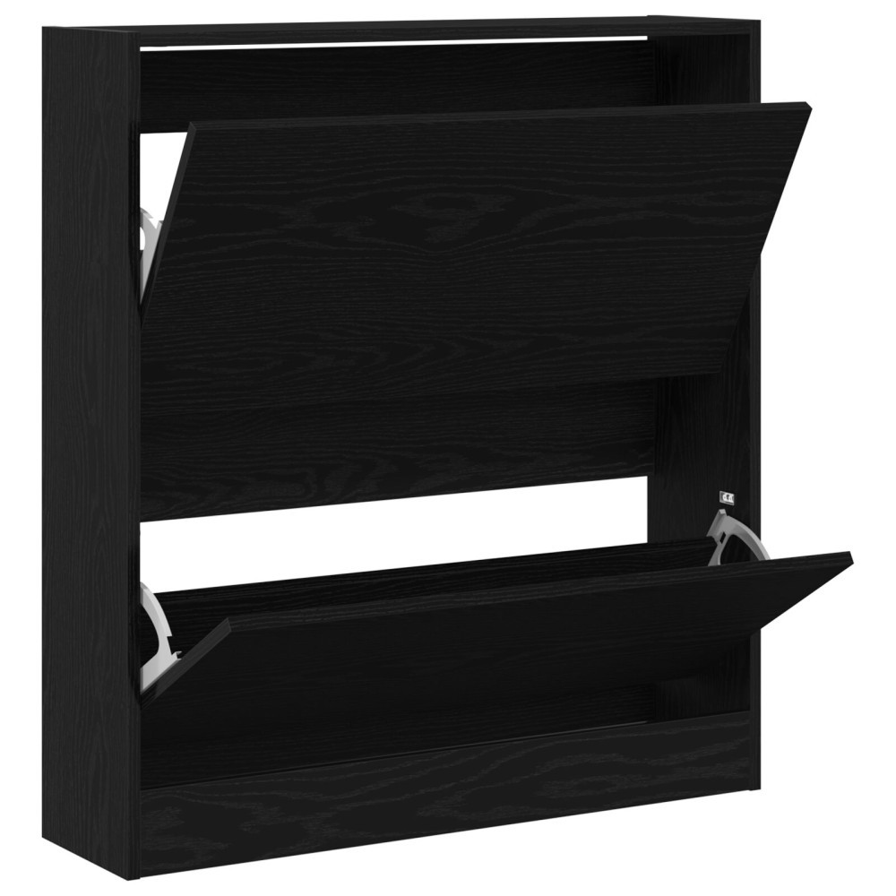Produktbild för Skoskåp med hylla Svart Ek 80 x 21 x 87,5 cm Konstruerat trä