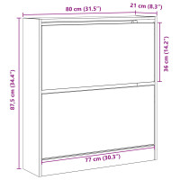 Produktbild för Skoskåp med hylla Svart Ek 80 x 21 x 87,5 cm Konstruerat trä