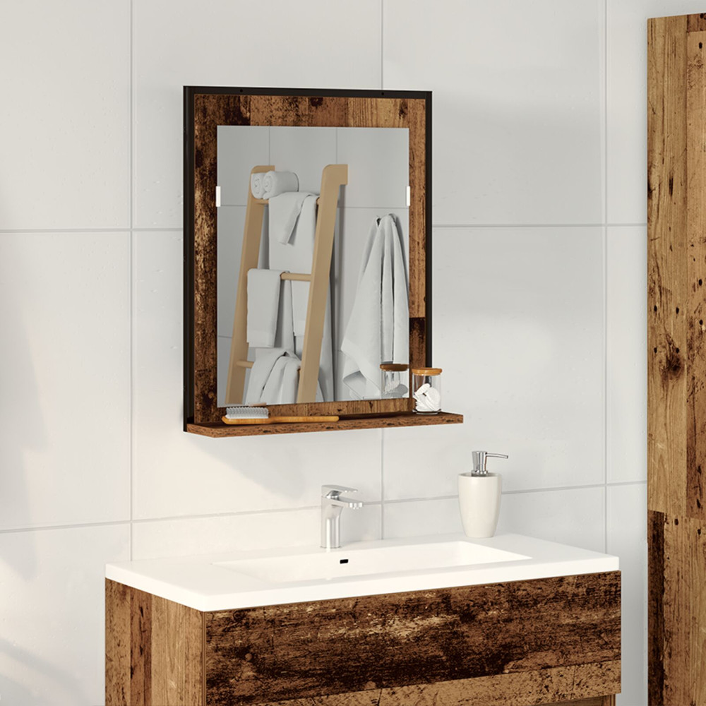 Produktbild för Spegel Gammalt trä 50 x 12 x 60 cm Glas och konstruerat trä