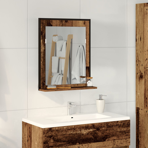 vidaXL Spegel Gammalt trä 50 x 12 x 60 cm Glas och konstruerat trä