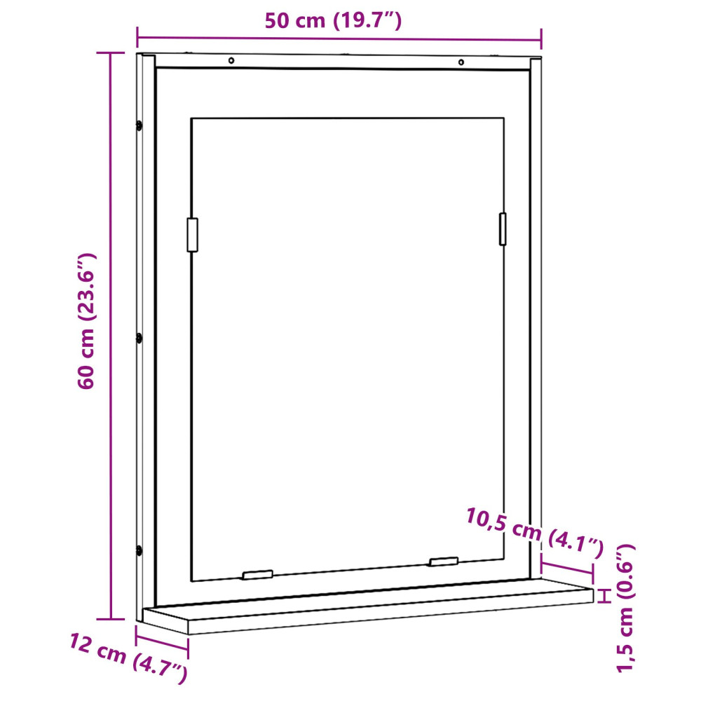 Produktbild för Spegel Gammalt trä 50 x 12 x 60 cm Glas och konstruerat trä