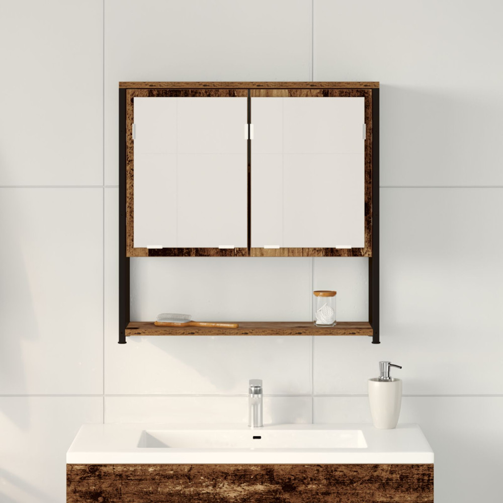 Produktbild för Spegelskåp med dörr Gammalt trä 60 x 16 x 60 cm Konstruerat trä