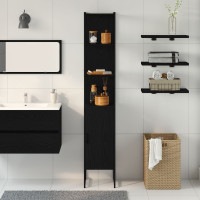 Produktbild för Badrumsskåp Svart ek 33 x 33 x 185,5 cm Konstruerat trä