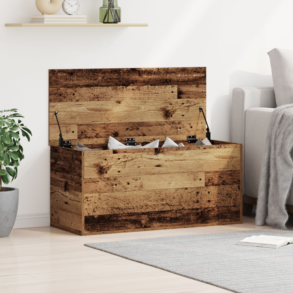 Produktbild för Förvaringslåda Gammalt trä 100 x 42 x 46 cm Konstruerat trä