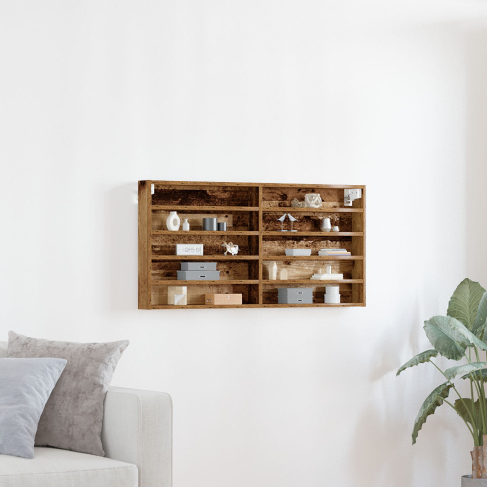 Produktbild för Visningsskåp Gammalt trä 100 x 8,5 x 50 cm Konstruerat trä