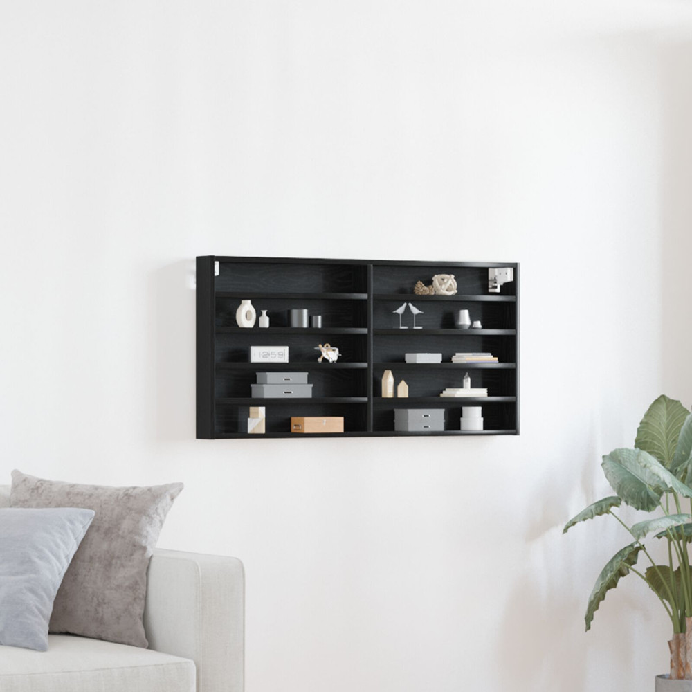 Produktbild för Visningsskåp Svart Ek 100 x 8,5 x 50 cm Konstruerat trä
