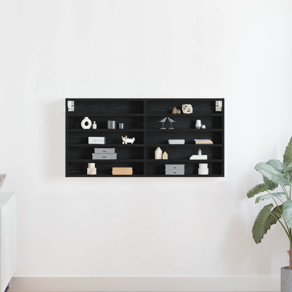 Produktbild för Visningsskåp Svart Ek 100 x 8,5 x 50 cm Konstruerat trä