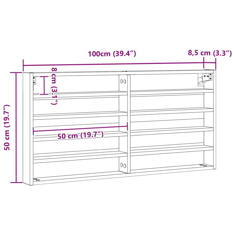 Produktbild för Visningsskåp Svart Ek 100 x 8,5 x 50 cm Konstruerat trä