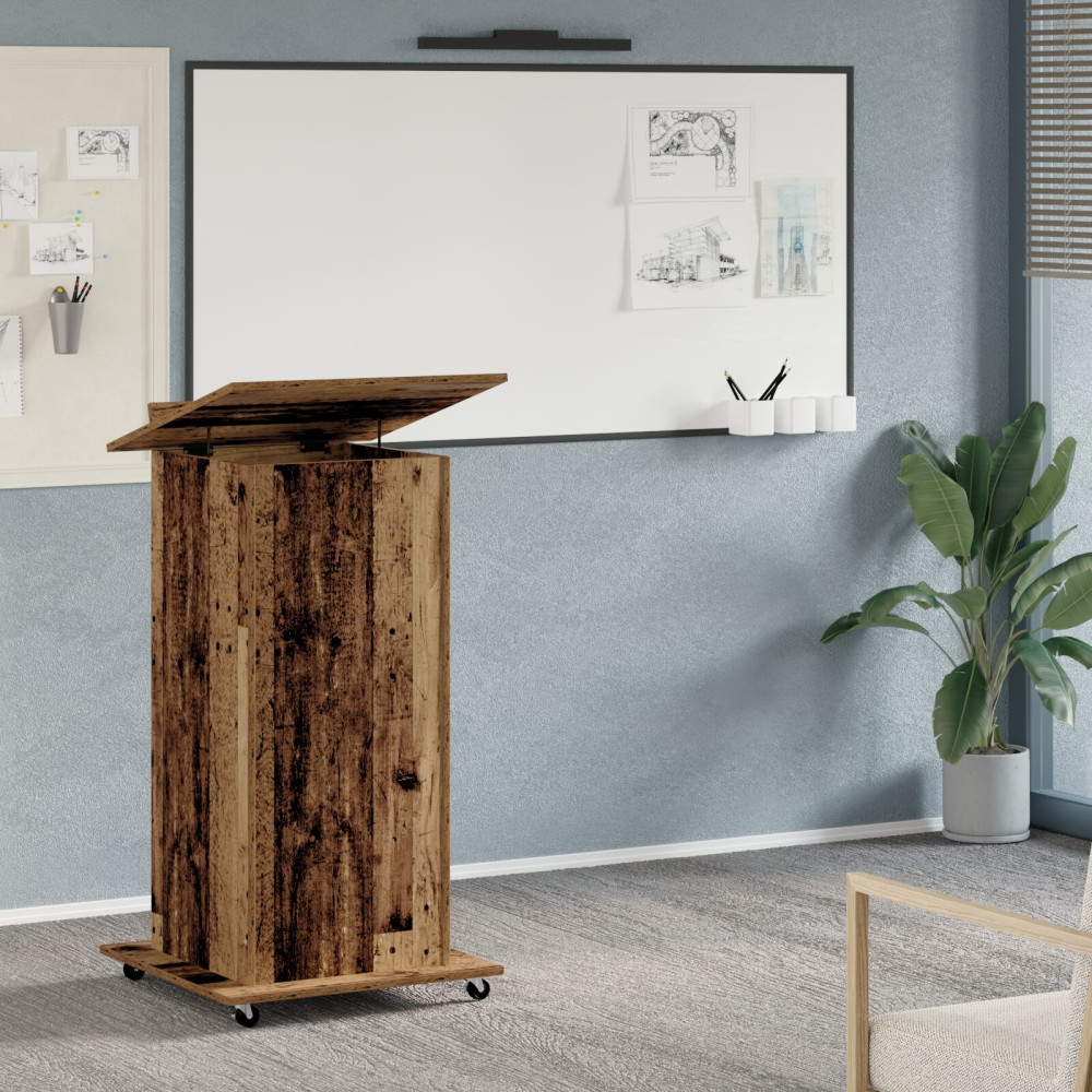 Produktbild för Podium med låda Gammalt trä 55 x 55 x 107 cm Konstruerat trä