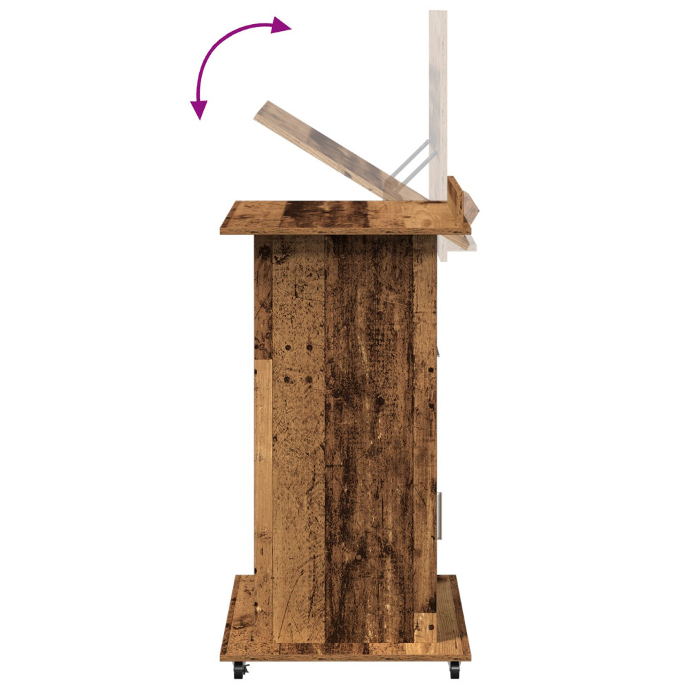 Produktbild för Podium med låda Gammalt trä 55 x 55 x 107 cm Konstruerat trä