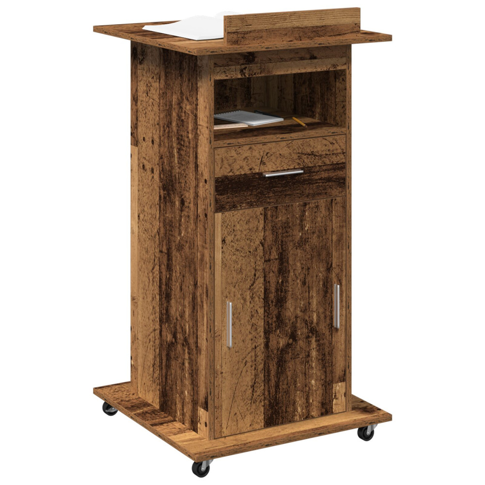 Produktbild för Podium med låda Gammalt trä 55 x 55 x 107 cm Konstruerat trä