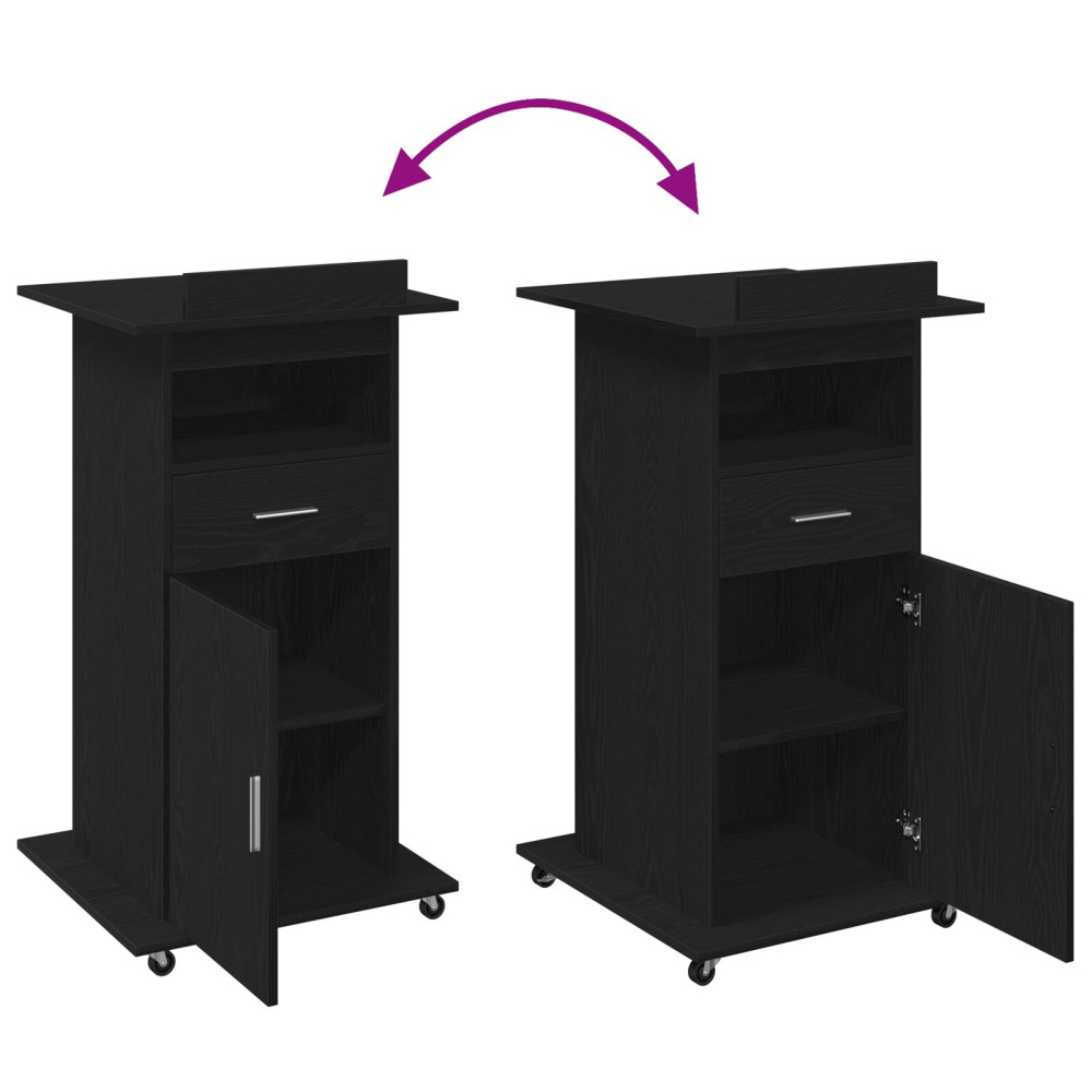 Produktbild för Podium med låda Svart Ek 55 x 55 x 107 cm Konstruerat trä