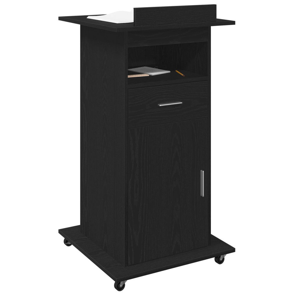 Produktbild för Podium med låda Svart Ek 55 x 55 x 107 cm Konstruerat trä
