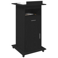 Produktbild för Podium med låda Svart Ek 55 x 55 x 107 cm Konstruerat trä