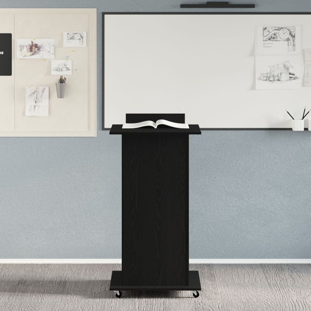 Produktbild för Podium med låda Svart Ek 55 x 55 x 107 cm Konstruerat trä