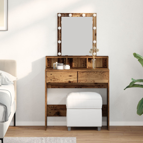 vidaXL Sminkbord Gammalt trä 80 x 41 x 144,5 cm Konstruerat trä