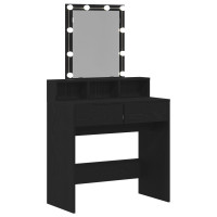 Produktbild för Sminkbord med låda Svart ek 80 x 41 x 144,5 cm Konstruerat trä