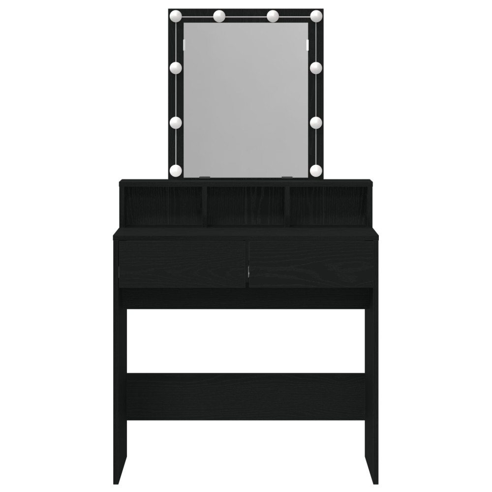 Produktbild för Sminkbord med låda Svart ek 80 x 41 x 144,5 cm Konstruerat trä