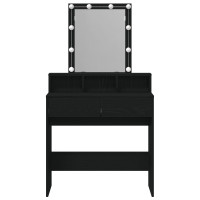 Produktbild för Sminkbord med låda Svart ek 80 x 41 x 144,5 cm Konstruerat trä