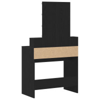 Produktbild för Sminkbord med låda Svart ek 80 x 41 x 144,5 cm Konstruerat trä