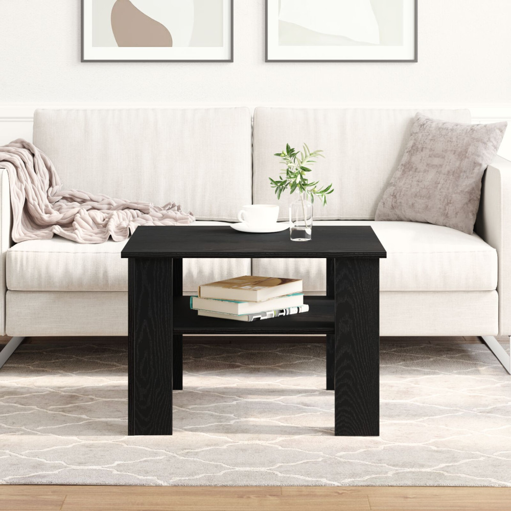 Produktbild för Kaffeebord Svart Ek 60 x 60 x 42 cm Konstruerat trä