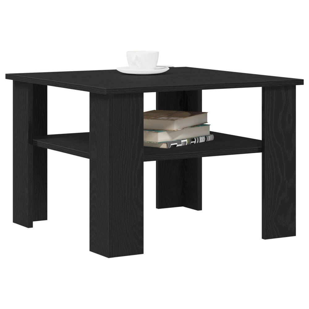 Produktbild för Kaffeebord Svart Ek 60 x 60 x 42 cm Konstruerat trä