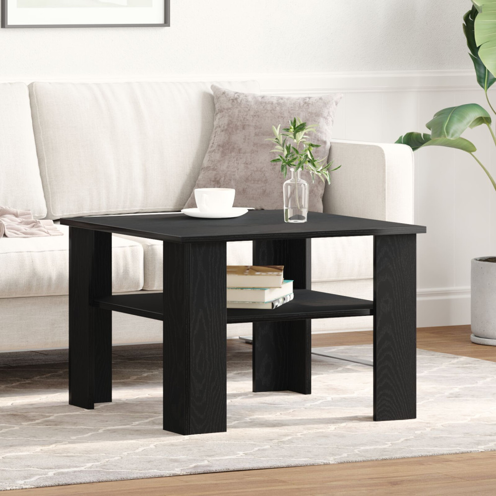 Produktbild för Kaffeebord Svart Ek 60 x 60 x 42 cm Konstruerat trä