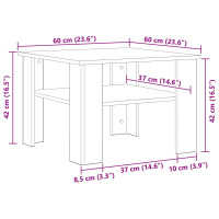 Produktbild för Kaffeebord Svart Ek 60 x 60 x 42 cm Konstruerat trä