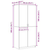 Produktbild för Garderob med lagring Svart Ek 90 x 52 x 200 cm Konstruerat trä