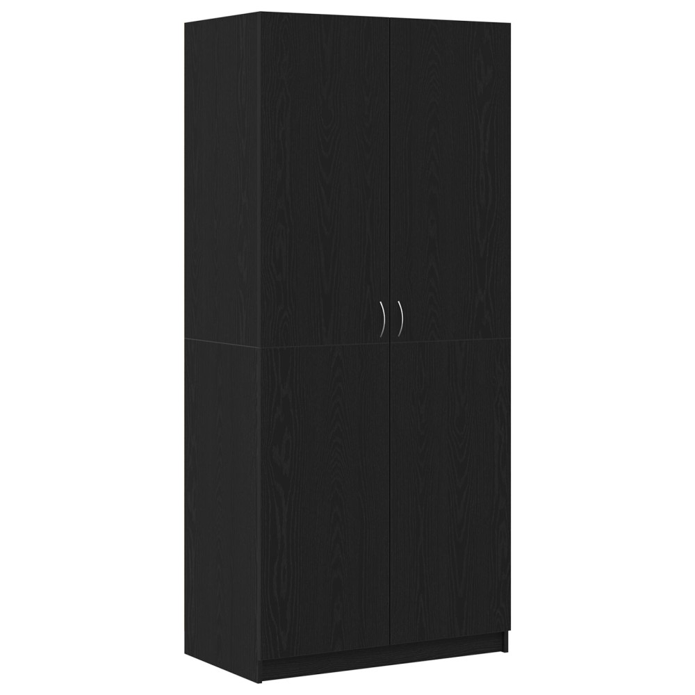 Produktbild för Garderob med lagring Svart Ek 90 x 52 x 200 cm Konstruerat trä